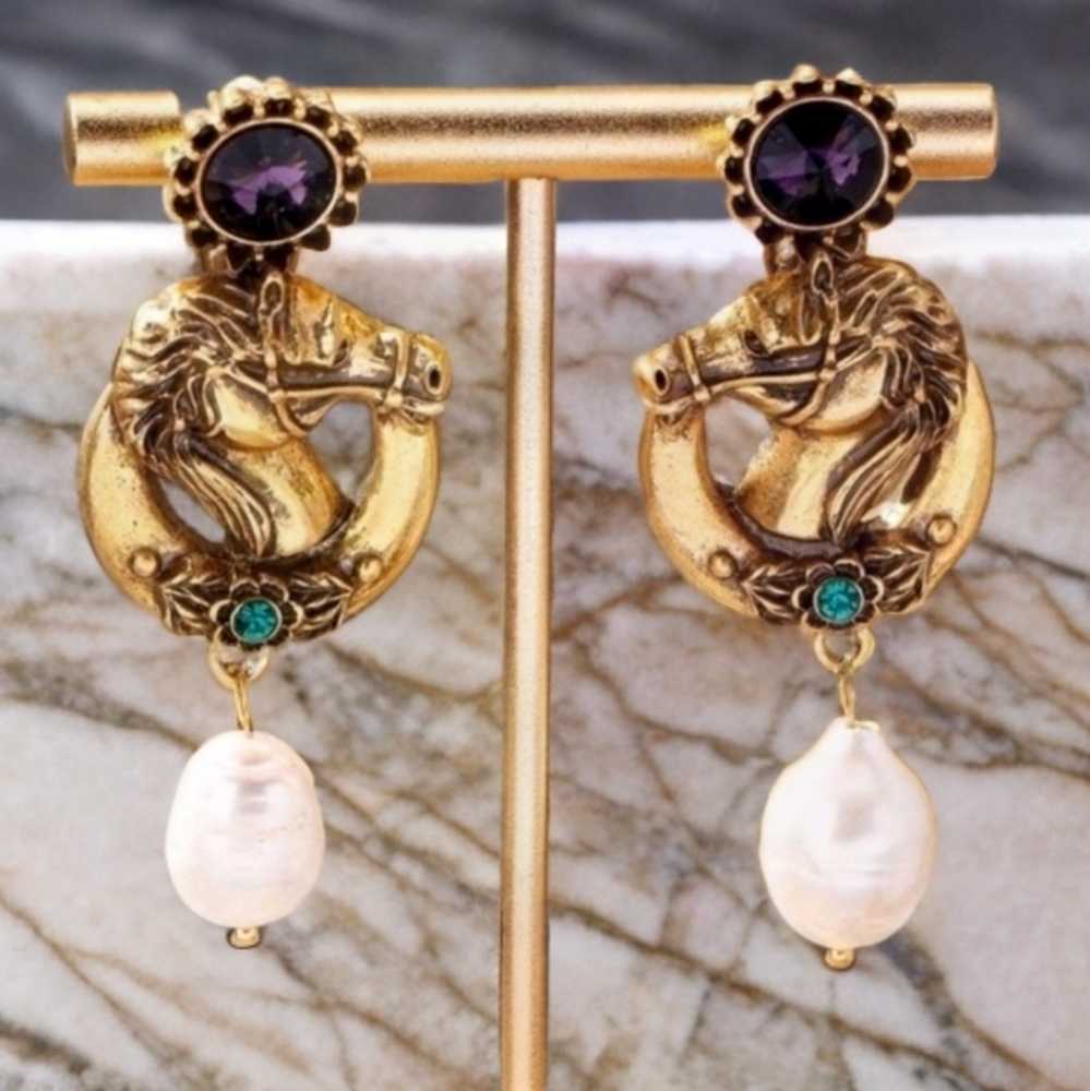 ANTHROPOLOGIE EQUESTRIAN HORSE EARRINGS